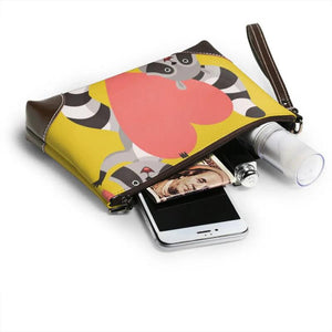 Raccoon Big Love Printed Leather Wallets Zipper Purses Clutch Wallet Female