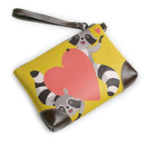 Raccoon Big Love Printed Leather Wallets Zipper Purses Clutch Wallet Female