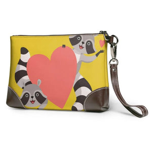 Raccoon Big Love Printed Leather Wallets Zipper Purses Clutch Wallet Female