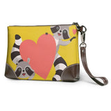 Raccoon Big Love Printed Leather Wallets Zipper Purses Clutch Wallet Female