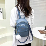 3-Layer Zipper Women's Backpack Hair Ball Pendant Girl Student School Bags