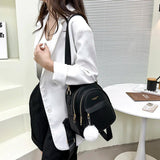 3-Layer Zipper Women's Backpack Hair Ball Pendant Girl Student School Bags