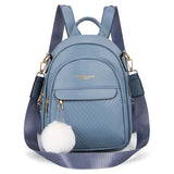 3-Layer Zipper Women's Backpack Hair Ball Pendant Girl Student School Bags