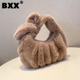 Women's Bowknot Wool Shoulder Bag 8S036