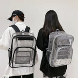 PVC Waterproof Student Backpack High Capacity School Bags Couple Travel