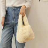 Small Fur Top-handle Totes Bag for Women