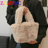 Small Fur Top-handle Totes Bag for Women