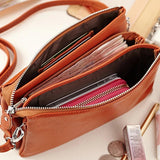 Leather Messenger Bag Zipper Crossbody Clutches Handbags Pouch