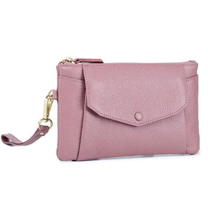 Soft Leather Thin Women Clutch Handbag Long Zip Wallet Pouch