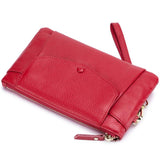Soft Leather Thin Women Clutch Handbag Long Zip Wallet Pouch