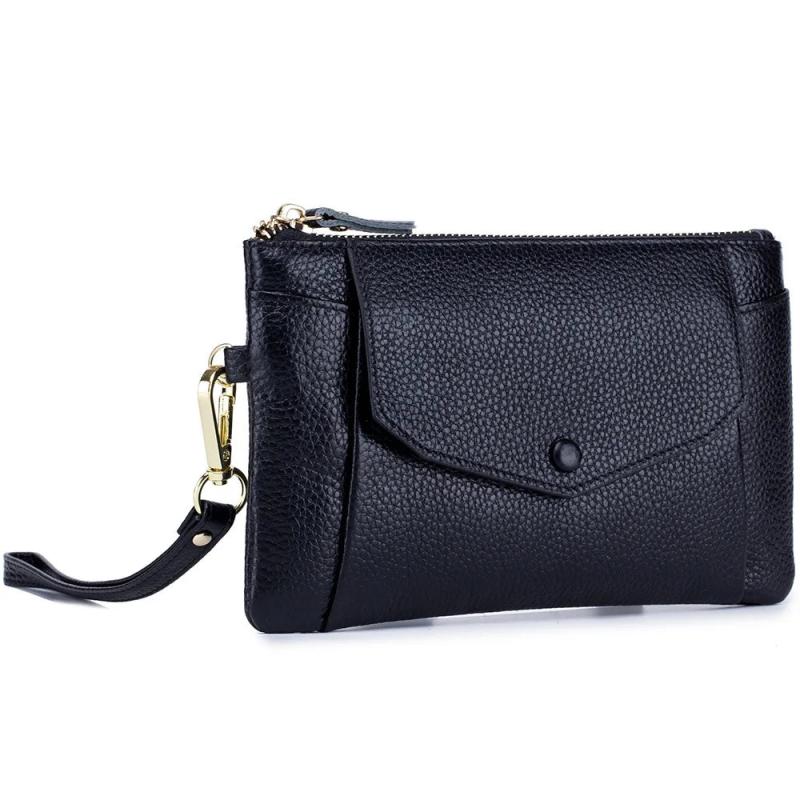 Soft Leather Thin Women Clutch Handbag Long Zip Wallet Pouch