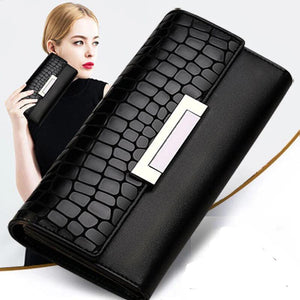 Women Wallets Leather High Long Clutch Cowhide Wallet Female Purse