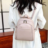 Mini PU Leather Backpack Solid Color Soft Women's Bag