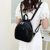 Mini PU Leather Backpack Solid Color Soft Women's Bag