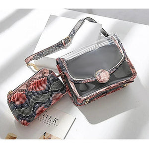 Alirattan Snake Pattern Chain Shoulder Messenger Bag