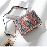 Alirattan Snake Pattern Chain Shoulder Messenger Bag