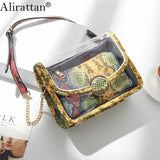Alirattan Snake Pattern Chain Shoulder Messenger Bag
