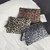 Leopard Leather Clutch Wristlet Bag Envelope Wallet Beach Vacation Handbag