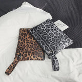 Leopard Leather Clutch Wristlet Bag Envelope Wallet Beach Vacation Handbag