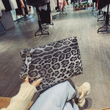 Leopard Leather Clutch Wristlet Bag Envelope Wallet Beach Vacation Handbag