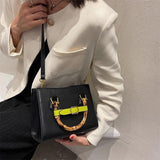 Bamboo Handle Women Handbags Lady Bag Pu Leather Shoulder Crossbody Bag