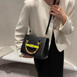 Bamboo Handle Women Handbags Lady Bag Pu Leather Shoulder Crossbody Bag