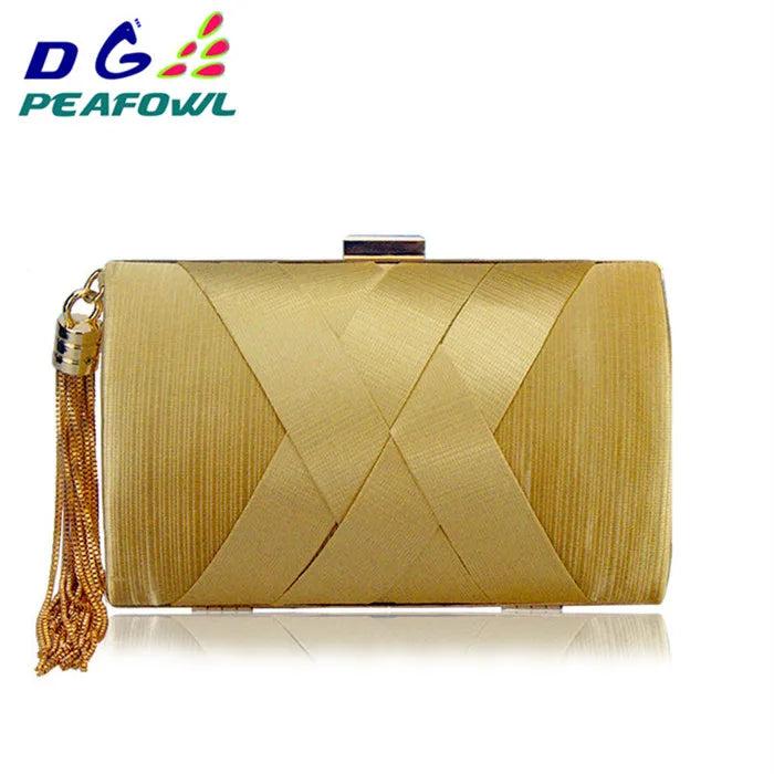 Small Clutch Purse Tassel Metal Handbags Chain Shoulder Evening Bags