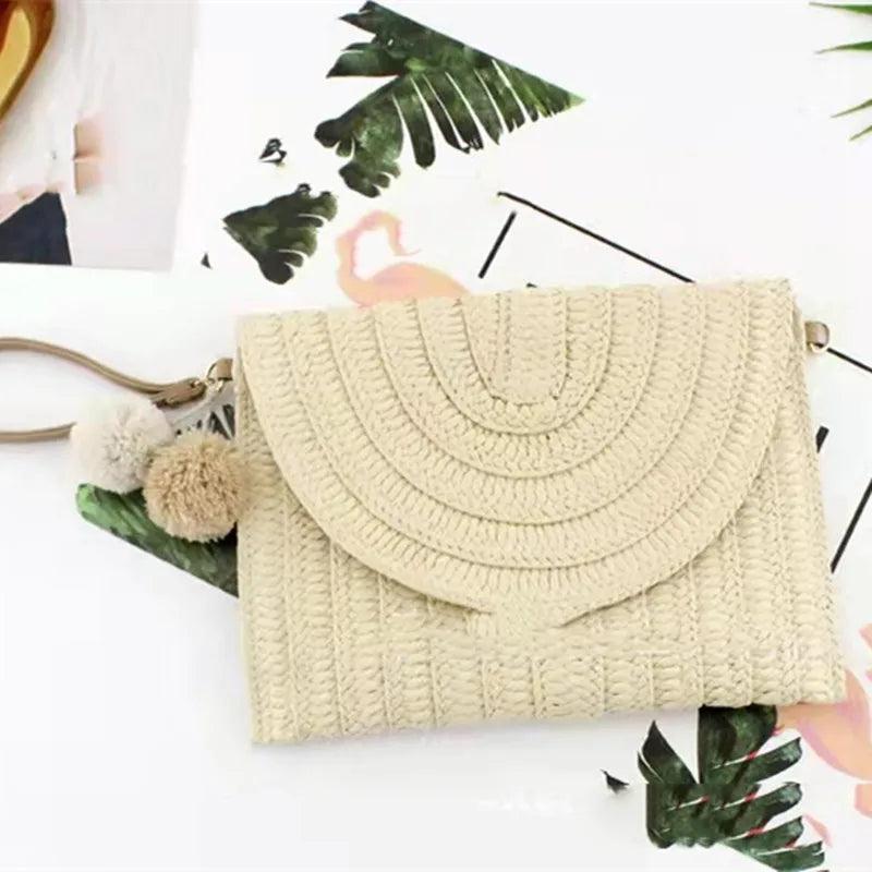 Women's Multifunctional Ball Handbag, Woven Beach Single Shoulder Bag