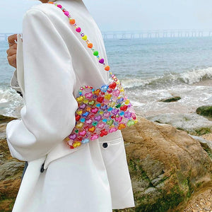 Jelly Love Beaded Bag DIY Hand Woven Bead Bag Summer Heart-shaped Armpit