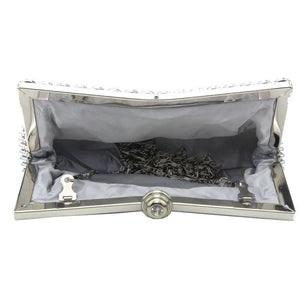 Glitter Bead Evening Clutch Bag Silver Handbag