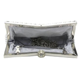 Glitter Bead Evening Clutch Bag Silver Handbag