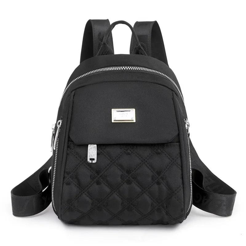 Mini Quilted Backpack Waterproof Nylon College Girls School Daypack