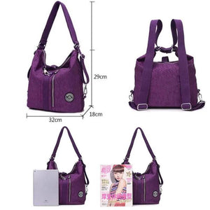 3-in-1 Women Bags Multifunction Backpack Shoulder Bag Nylon Cloth Tote Crossbody