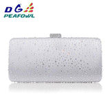 Pink Crystal Diamond Bridal Wedding Clutch with Chain Handbag