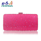 Pink Crystal Diamond Bridal Wedding Clutch with Chain Handbag