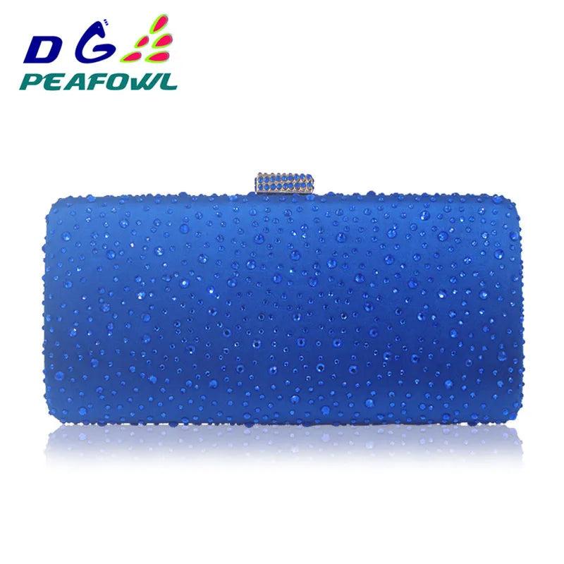 Pink Crystal Diamond Bridal Wedding Clutch with Chain Handbag