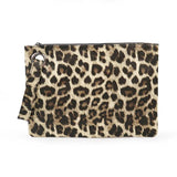 Leopard Print Ladies Clutch Multicolor Retro Flat Bag Large Capacity