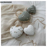 Embroidery Flowers Women Heart Clutch Evening Bags