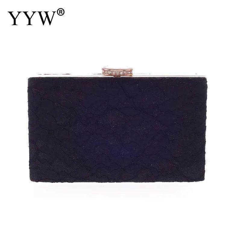 Lace Embroidery Evening Bag With Diamond Buckle Small Square Bag