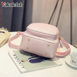 Women Leather Backpack for Teenage Girls Sequined Female Preppy Travel Bag