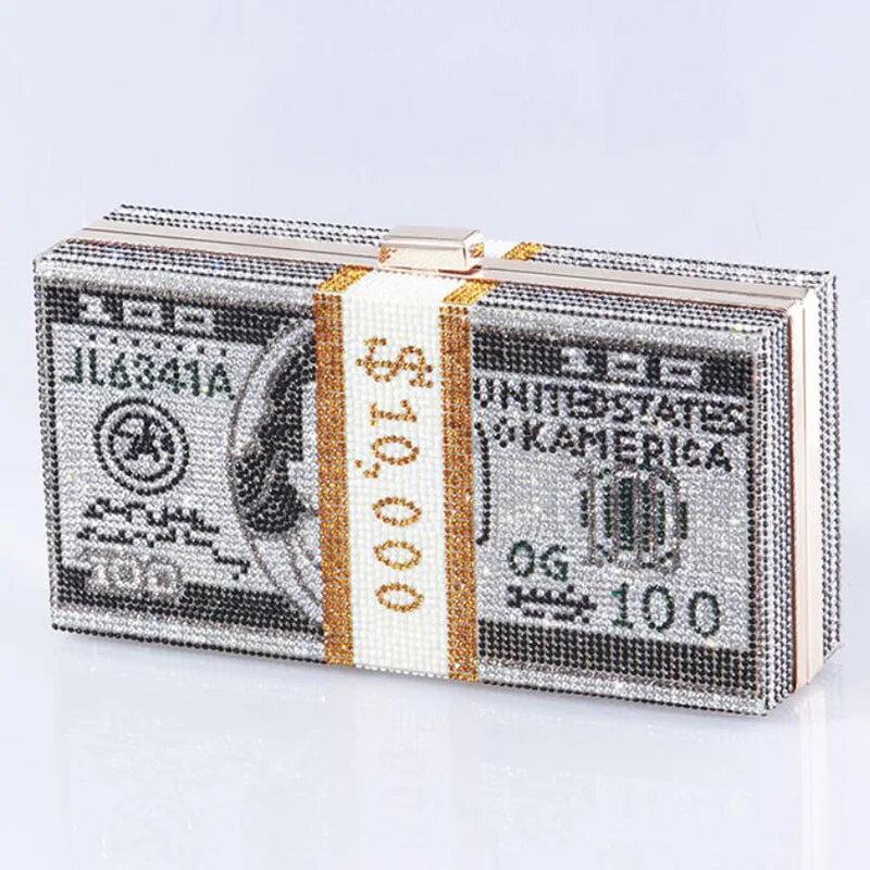 Crystal Money Bags Women Dollar Handbag Diamond Evening Party Purse Clutch