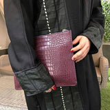 Crocodile Pattern Women's Clutch Bag Envelope Evening Handbag