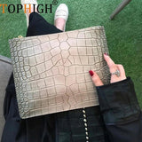 Crocodile Pattern Women's Clutch Bag Envelope Evening Handbag