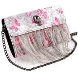 Punk Skull Feather Evening Clutch Handbag Bag