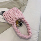 Chunky Knit Crossbody Bag Acrylic Chain Purse Woven Crochet Bag