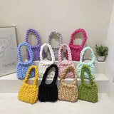 Chunky Knit Crossbody Bag Acrylic Chain Purse Woven Crochet Bag