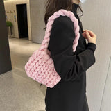 Chunky Knit Crossbody Bag Acrylic Chain Purse Woven Crochet Bag