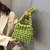 Chunky Knit Crossbody Bag Acrylic Chain Purse Woven Crochet Bag