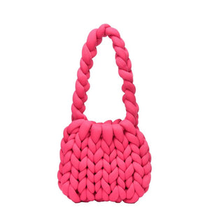 Chunky Knit Crossbody Bag Acrylic Chain Purse Woven Crochet Bag