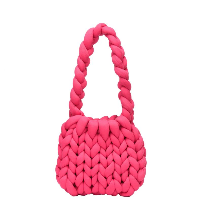Chunky Knit Crossbody Bag Acrylic Chain Purse Woven Crochet Bag